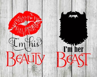 I'm his beauty I'm her beast svg bundle, Beauty and the beast svg bundle, cut files for cricut silhouette, clipart