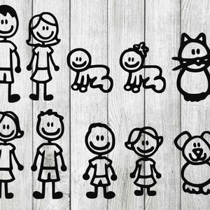Pacchetto di file SVG con famiglia di bastoncini, file di taglio per famiglia di bastoncini, clipart per famiglia di bastoncini, file di taglio per silhouette Cricut, png, eps, svg
