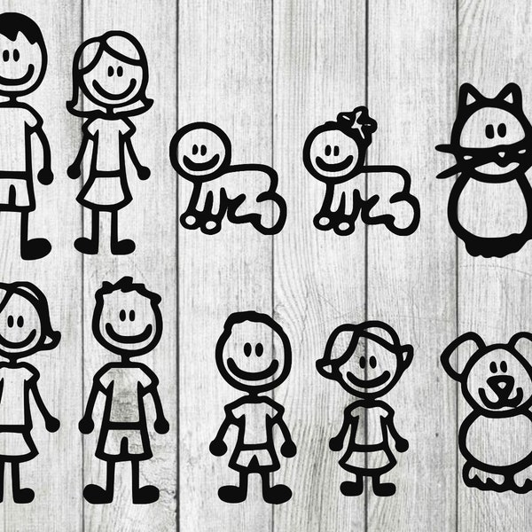 Stick family svg bundle, stick family cut files, stick family clipart, cut files for cricut silhouette, png, eps, svg