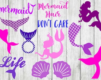 Mermaid SVG Bundle, Mermaid Tail SVG bundle, Mermaid cut file, Mermaid clipart, svg files for silhouette, files for cricut, svg, png, eps