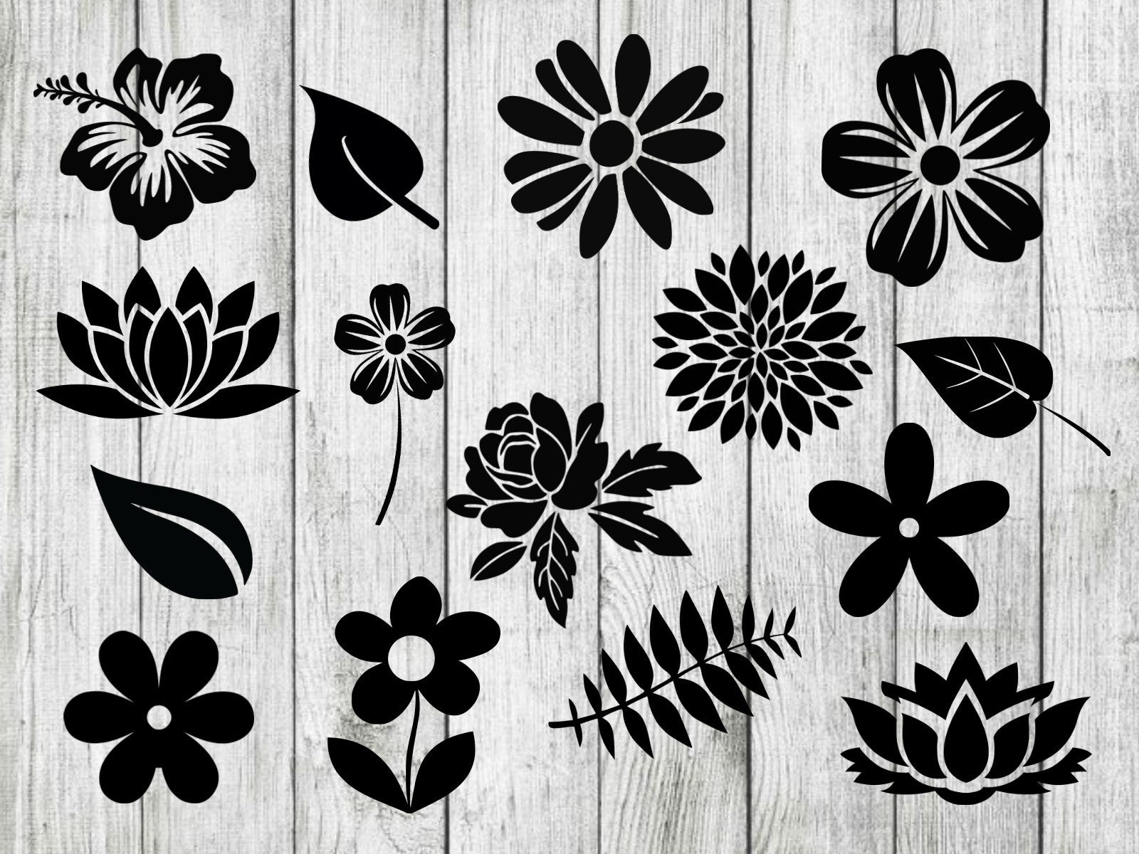 Download Flowers Svg Bundle Flowers Clipart Leaves Svg Rose Svg Etsy