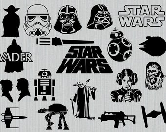 Star wars svg bundle, star wars clipart, cut files for cricut silhouette, png, eps, svg, Instant Download