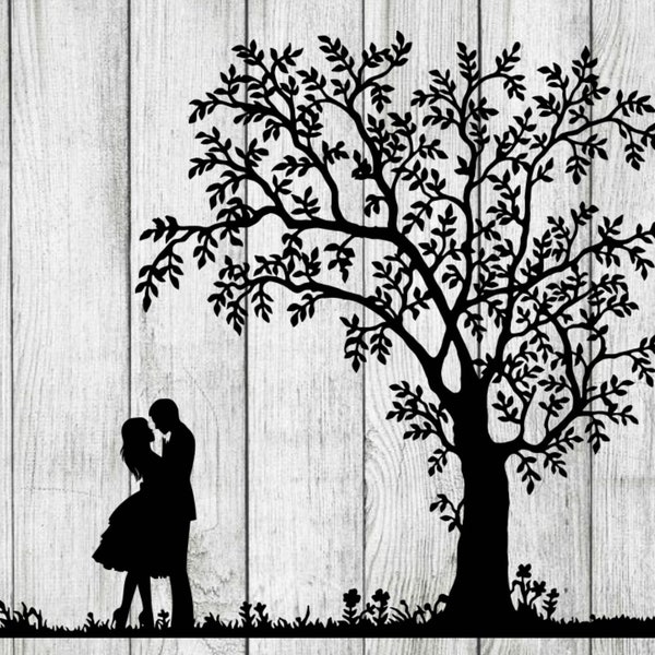Couple svg, couple under tree svg, cut files for cricut silhouette, couple clipart, svg, png