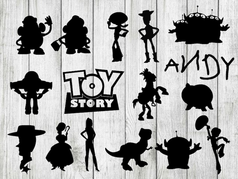 Toy story svg bundel, toy story clipart, woody svg, andy, aliens, cut files for cricut silhouette, png, eps,svg afbeelding 1