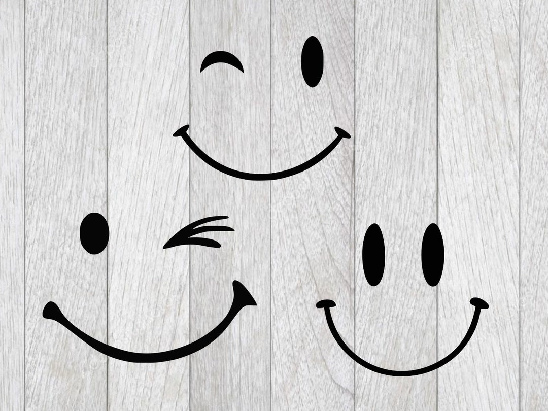 Smiley Face Svghappy Face Cutting File Wink Smiley Clip Etsy UK