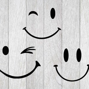 Glimlach svg, lachebekje SVG, png, blij gezicht, snijbestand, knipoog smiley, illustraties, silhouet, sjabloon sjabloon, Cricut ontwerp, overdracht