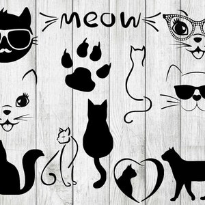 Katze Svg Bundle, Katze Clipart, Katze Silhouette Svg, Meow Svg Bundle, Katzen Svg Bundle, schneiden Dateien für Cricut Silhouette, Svg, Eps, Png, Dxf