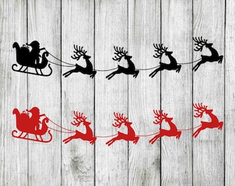 Santa's sleigh svg, santa's sleigh clipart, Christmas svg, reindeer svg, svg cutting files for cricut silhouette, png, eps, svg