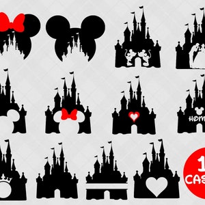 Castle svg bundle, princess svg, castle clipart, Heart Head Mickey mouse, magic kingdom svg, cut files for cricut silhouette