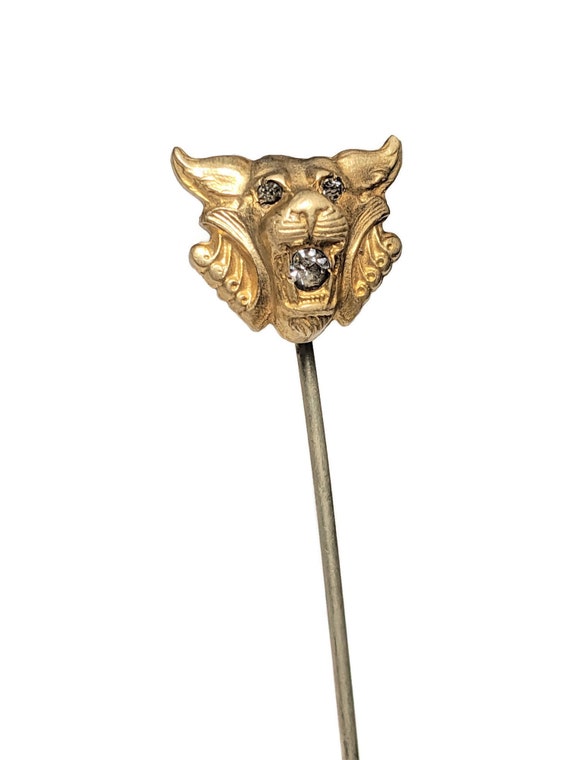 Late Victorian Lion Head Gemstone Lynx Stick Pin T