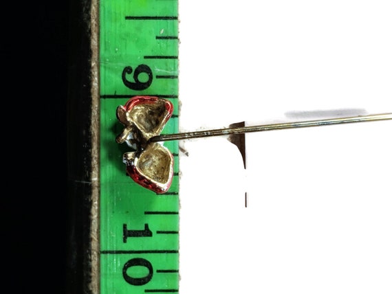 Retro Red Enamel Gold Double Strawberry Stick Pin… - image 5