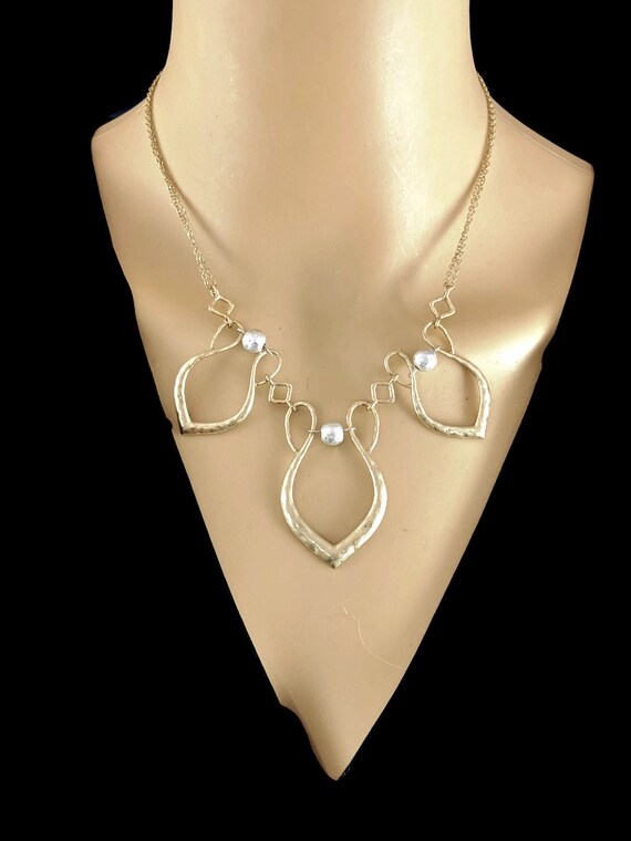 Medieval Hammered Metal work Elven necklace, Elvi… - image 4