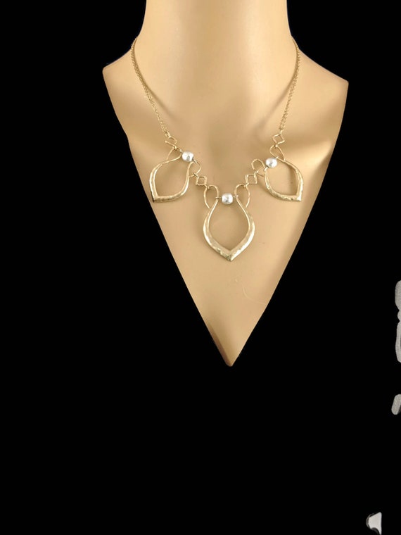Medieval Hammered Metal work Elven necklace, Elvi… - image 7