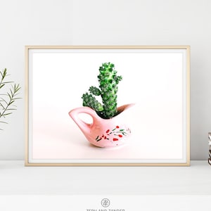 CACTUS PRINT #008 Cactus in Pink Teapot, Minimalist, Photography, Printable Download, Digital Download, Large Poster, Home Décor, Succulent