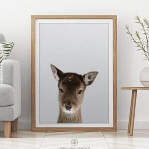 PEEKABOO ANIMAL PRINT #004 Pearl Grey Deer Print, Wall art, Poster, Digital download, Nursery decor, Animal prints, Nursery wall art, Kids