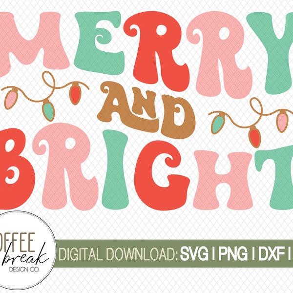 Retro Christmas SVG | Merry and bright SVG | Vintage Christmas png | Retro Christmas png | Retro winter sublimation | Holiday shirt design
