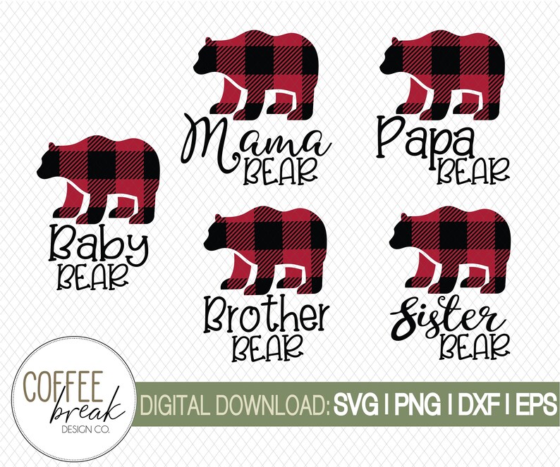 Download Family plaid bear SVG bundle Mama bear papa brother | Etsy