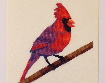 Northern Cardinal - Modern Cross Stitch - Pattern/PDF instant download