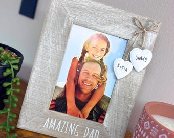Amazing Dad Photo Frame | Father's Day or Birthday Gift | Daddy | Hand Engraved Personalised Picture Frame Driftwood 6 x 4