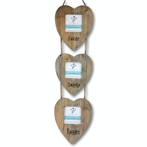 Family Photo Frame | Personalised Family Wooden Photo Frame  | Hand Engraved With The Message Of Your Choice | 3 x 4&quot; x 4&quot; Pictures