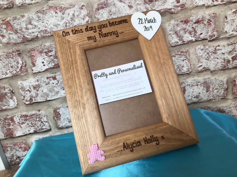 Personalised Wooden Photo For New Nan Grandad Grandchild Or Baby Hand Engraved 6x4 7x5