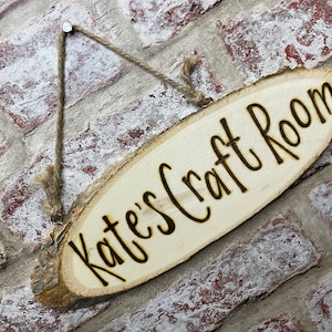 Wood Slice Sign Personalised Custom Bespoke Wooden Rustic Wall Door Plaque Hanging Sign Gift