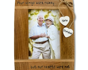 Memorial Photo Frame Personalised | In Memory, Loss, Grief | You Wings Were Ready Quote | Personalised Oak Photo Frame | 6x4”, 7x5” or 10x8"