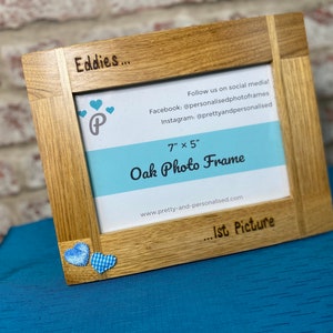 1st Photo | For New Nan, Grandad, Grandchild, Parent | Personalised Solid Oak Wood Photo Frame | Fits 6x4”, 7x5” or 10x8&quot; photo