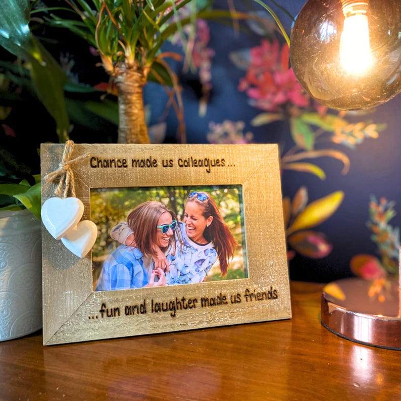 Work Friend Gift / Retirement / Leaving | Coworker | Chance Made Us Colleagues, Fun And Laughter Made Us Friends | Personalised Wood Frame image 2