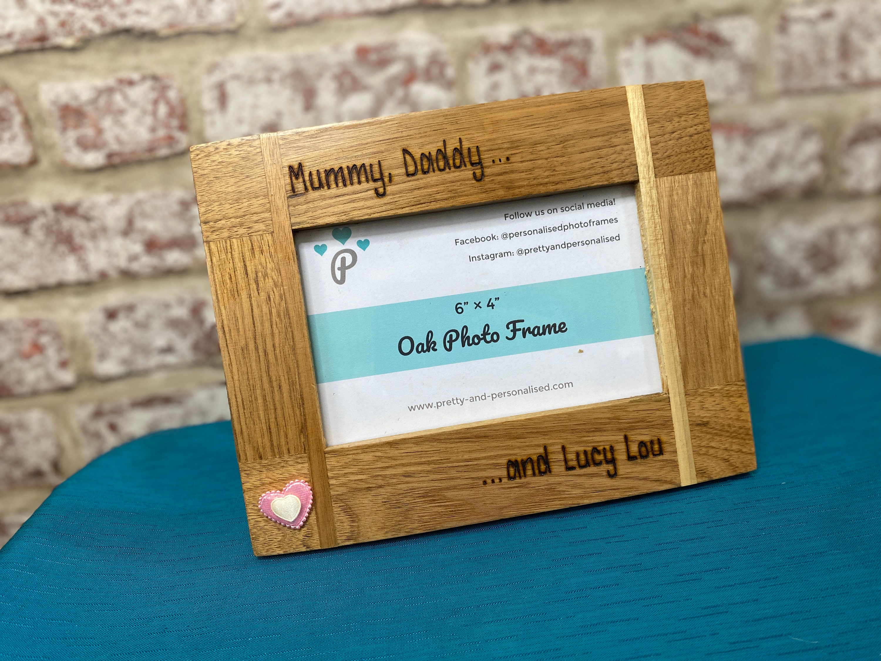 Personalised Photo Block Wooden Picture Frame Any Image Auntie Uncle Daddy Mummy 