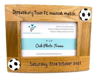 Football Photo Frame | Personalised Oak Picture Frame 6x4” 7x5” 10x8" | Dad Uncle Brother Grandad Gift | Bespoke Engraving | Father's Day