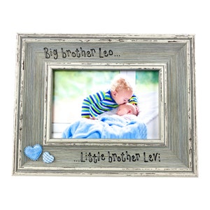 Big Brother Little Brother / Sister Personalised Photo Frame | New Baby Sibling Gift | 6x4" 7x5" | Vintage Shabby Chic Style Frame 4 Colours