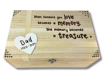 Personalised Memory Box | Wooden Wedding Memorial New Baby Pet Dog Cat Horse Loss | Hand Engraved With Any Wording | 30 x 20 x 13cm