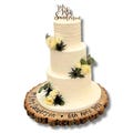 Personalised Wedding Cake Stand Log Slice | Birthday Christening Retirement Engagement Party Rustic Wooden Table Centrepiece | 3 Sizes