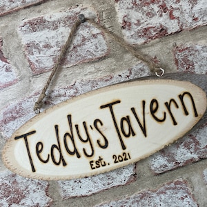 Home Bar / Games Room / Drinking Lounge  Personalised Wooden Wall Door Plaque Hanging Sign Gift / Custom Engraving