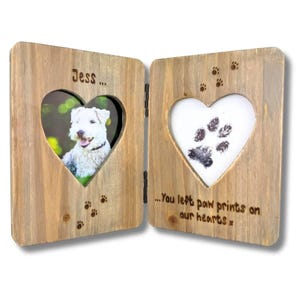 Dog / Cat Memorial Photo Frame | You Left Paw Prints In Our Hearts | In Memory | Personalised Double Heart Driftwood Picture Frame