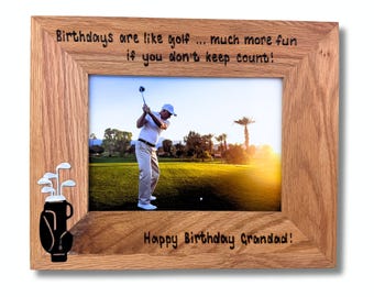 Golf Personalised Oak Wooden Photo Frame | Dad Uncle Husband Golfer Gift |  Birthday Anniversary Father's Day | 6x4" or 7x5"