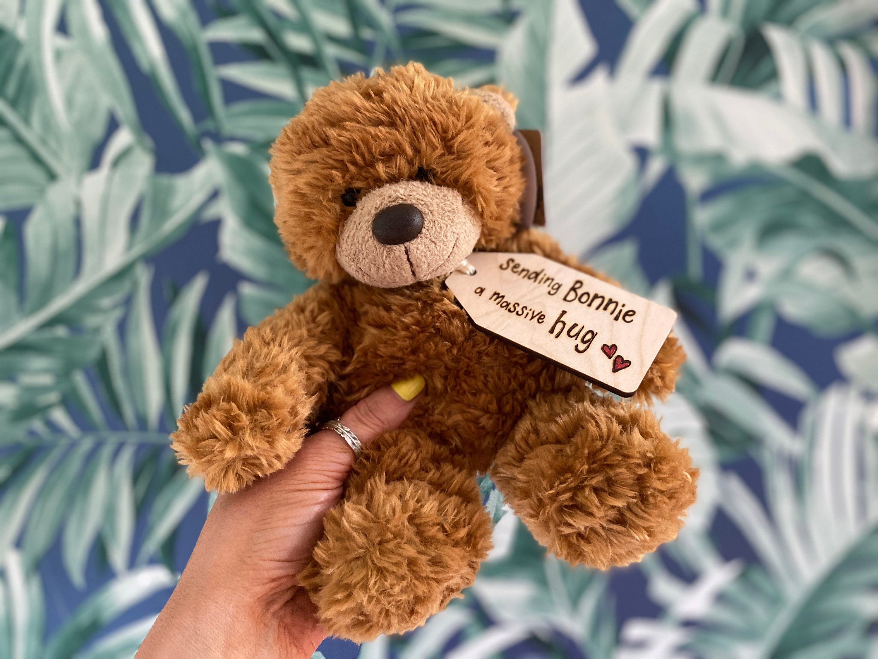 Personalised Teddy Bear Plush Any Message Send Hugs Best Wishes Thinking of You Congratulations Make Someone Feel Special Etsy