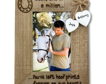 Horse Memorial Picture Frame | Loss /  In Memory | Personalised 6x4" | You Left Hoof Prints Forever On Our Hearts Quote