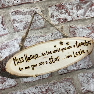 Thank You Teacher Personalised Wooden Plaque Sign Gift | Key Worker | Teaching Assistant | Childminder | School Nursery | Wall Door Sign