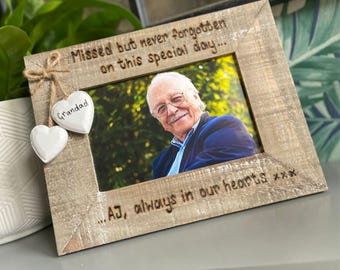 Missed But Never Forgotten | Memorial Wedding Day Loss Remembrance Wedding Day | Personalised Driftwood | Photo Frame | Mum Dad Nan Grandad