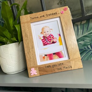 Nanny & Grandad I Love You | Grandparents | Personalised Solid Oak Wood Photo Frame | Fits 6x4”, 7x5” photo