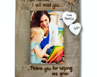 Thank You Teacher Photo Frame | End Of Term Thank you | Personalised Driftwood Photo Frame | Thank You For Helping Me Grow | School