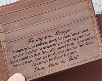 Wallet For Son, Son Graduation Gifts, Son Gift From Mom, Personalized Wallet Boy, Engraved Leather Wallet, Gift For Him