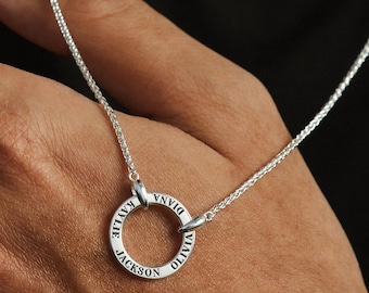 Mens Necklace Pendants, Gift For Fathers Day, Custom Mens Necklace, Unique Mens Jewelry, Necklace With Kids Names, Gift For Father