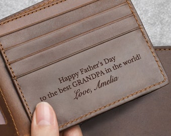 Cartera para abuelo, regalo de cumpleaños para abuelo, regalo personalizado para abuelo, cartera grabada para abuelo, regalos para padres para abuelo