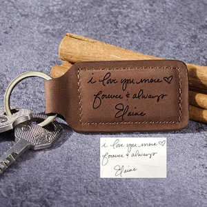 Handwriting Keychain,Fathers Day Key Chain,Handwritten Gift For Men, Personalized Leather Keychain, Handwritten Keychain, Signature Keychain