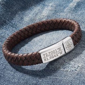 Coordinate Bracelet For Him, Gift For Boyfriend, GPS Bracelet For Men, Anniversary Gift For Him, Longitude Latitude Bracelet