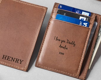 Thin Men Wallet, Engraved Card Holder, Men Gift Leather, Birthday Gift for Him, Custom Slim Wallet, Personalize Business Card Holder