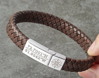 Coordinate Bracelet For Him, Custom Gift For Boyfriend, GPS Bracelet For Men, Anniversary Gift For Him, Longitude Latitude Bracelet